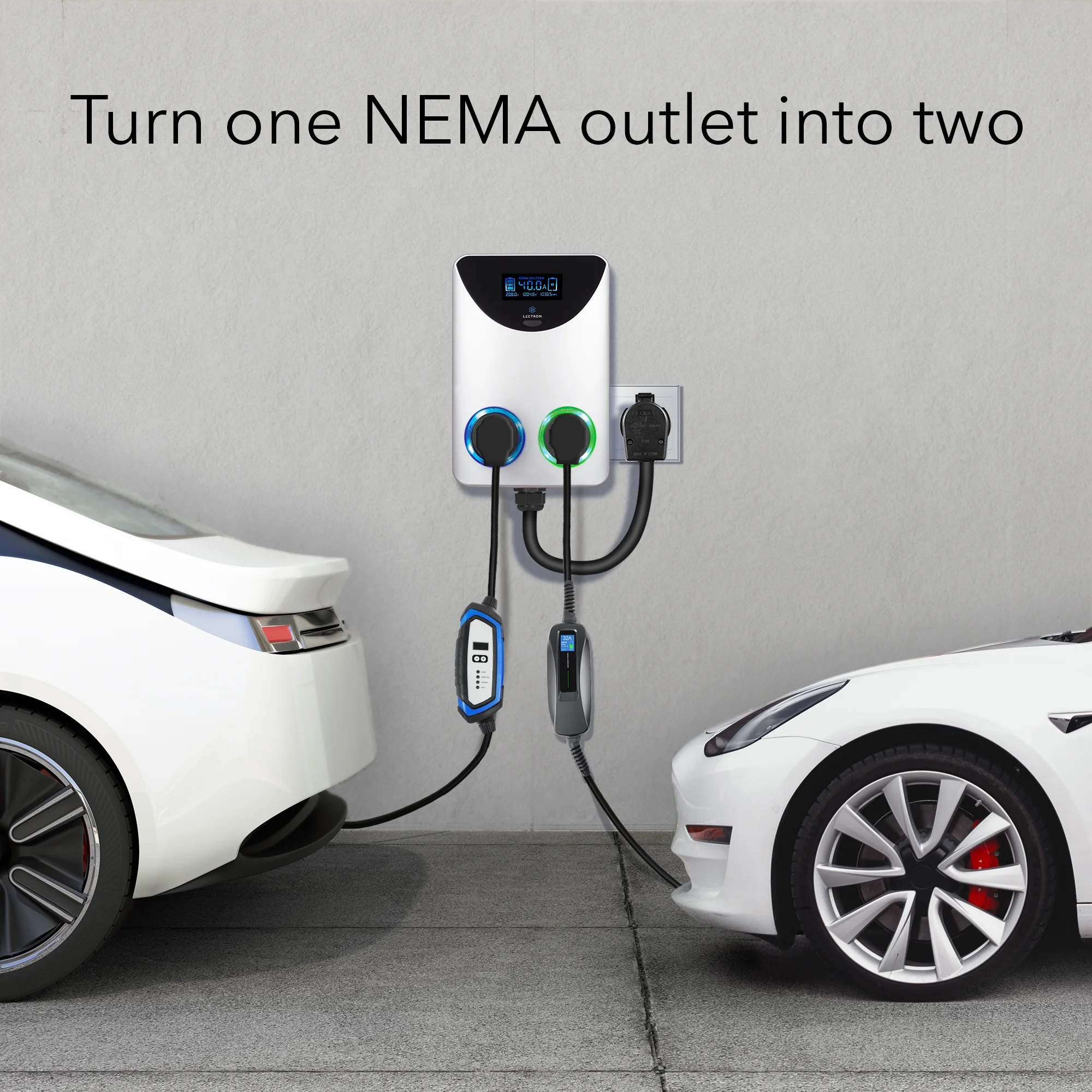 Lectron NEMA Socket Splitter - Power Your EV Charger and High - Powered Appliance from the Same Outlet (NEMA 14 - 50 to NEMA 14 - 50 / NEMA 14 - 50 Splitter)
