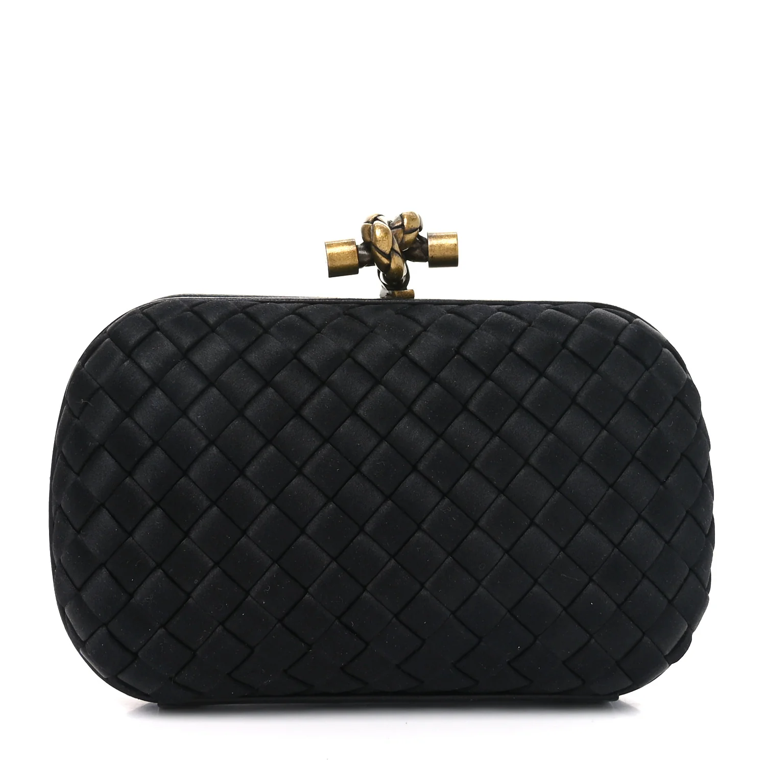 Satin Intreccio Impero Knot Clutch Black