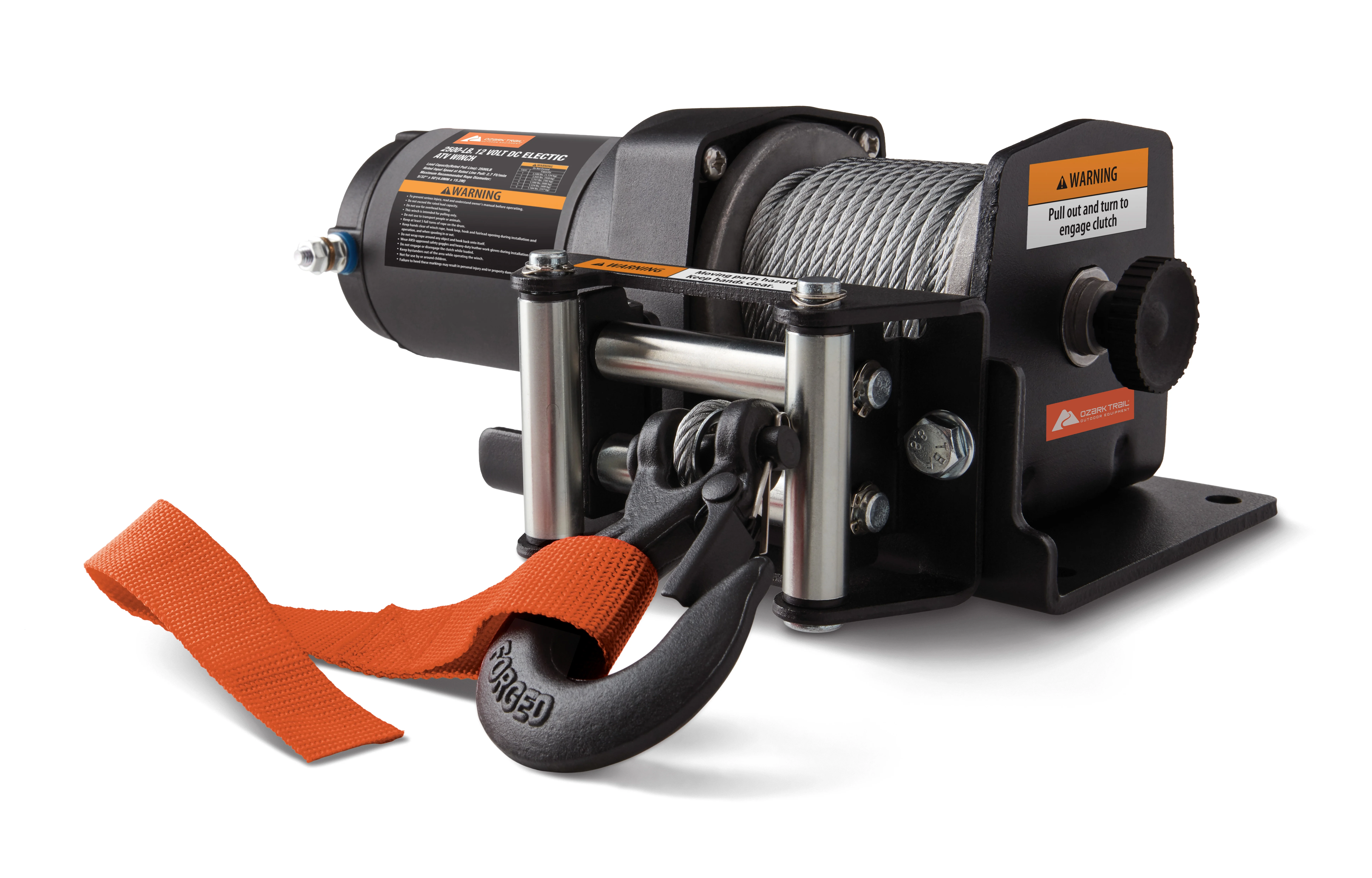 2500 lb 12V DC Electric ATV Winch with 50ft. Steel Rope Mounting Bracket, Black - Image 3
