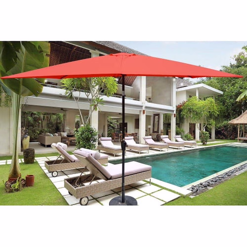 6x9 FT Rectangular Patio Umbrella,Outdoor Waterproof Umbrella with Crank and Push Button Tilt,Aluminum Market Table Umbrella without flap,6 Steel Ribs,Polyester Canopy for Garden Backyard Poolside