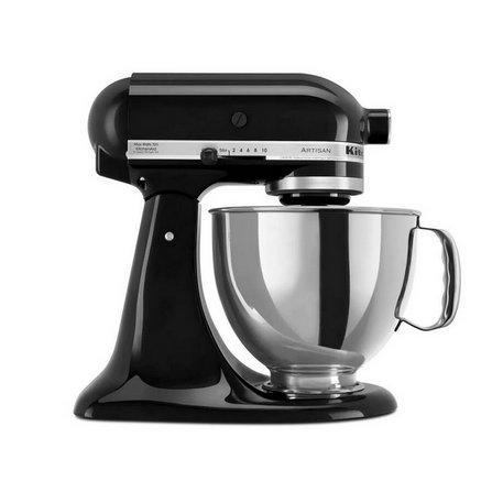 Robot pâtissier Artisan 5 Qt. 10 vitesses noir onyx avec batteur plat, fouet à 6 fils et crochet pétrisseur