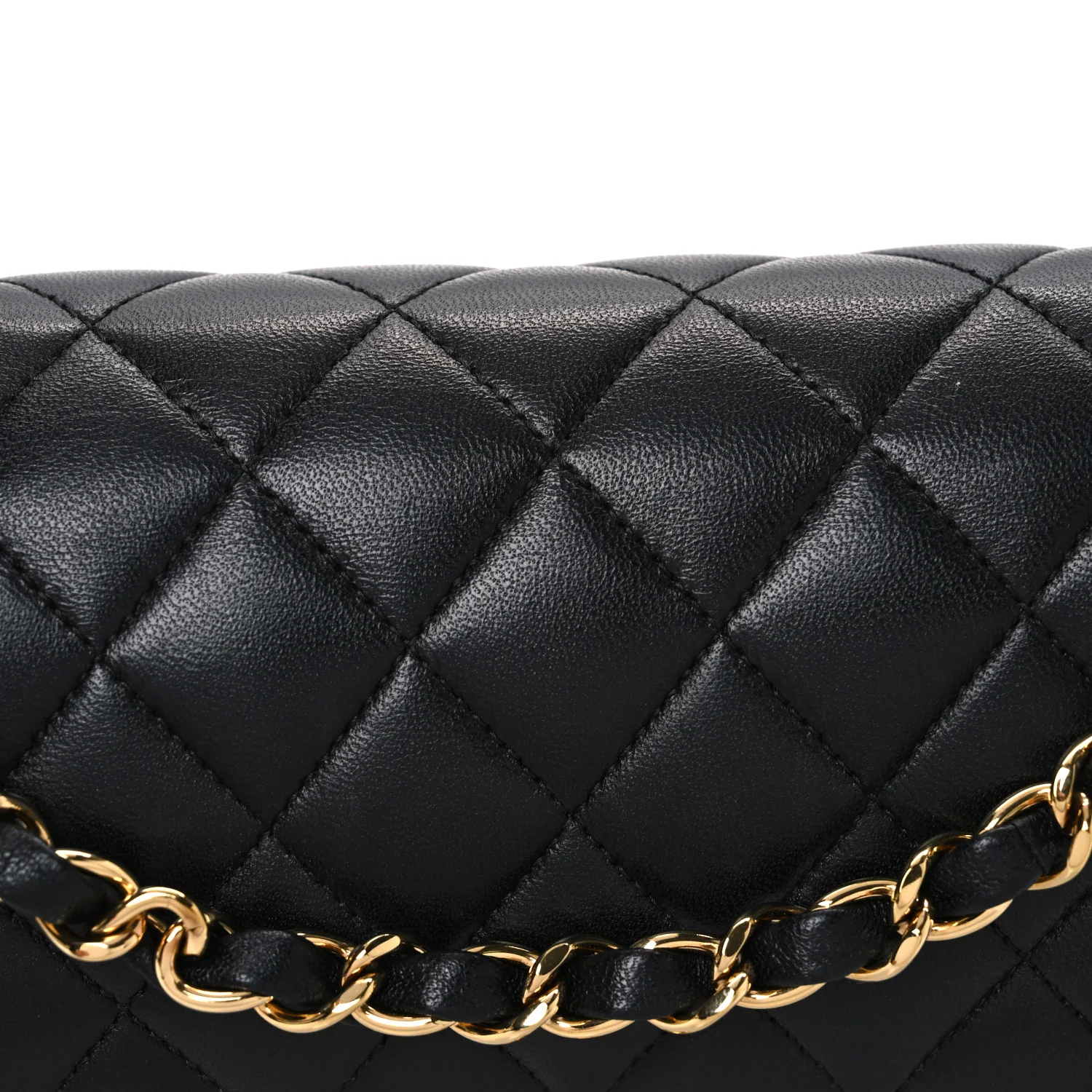 Lambskin Quilted Small Double Flap Black
