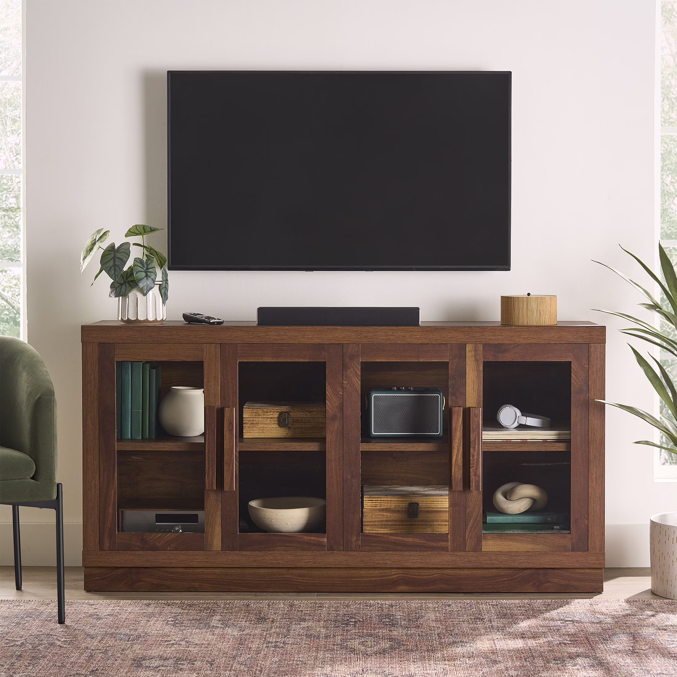 Better Homes & Gardens Ezra TV Stand for TV's up to 70, Light Honey finish