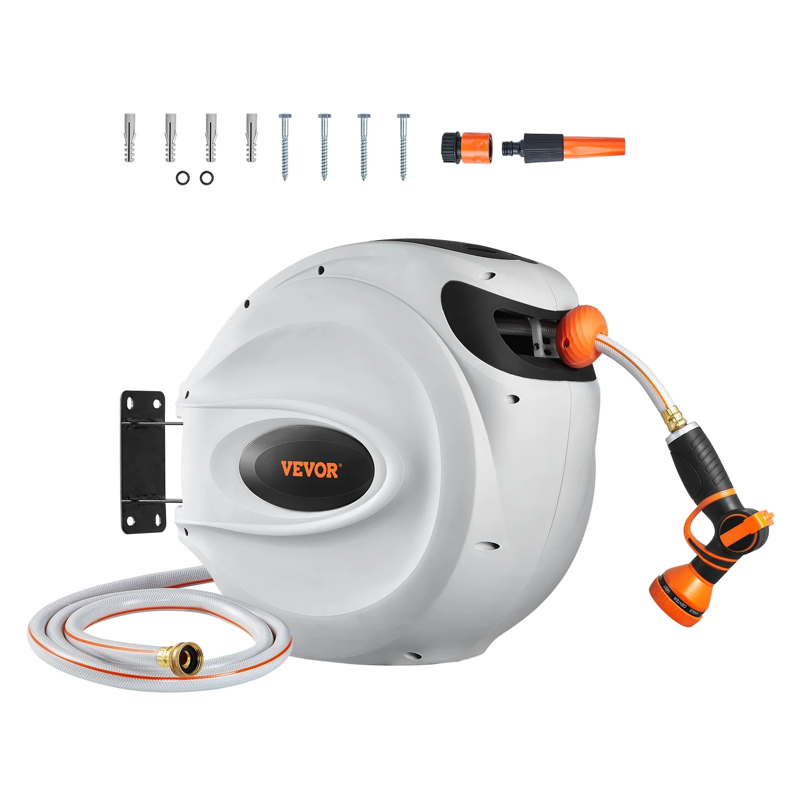 Retractable Hose Reel, 84 ft x 5/8 inch, 180�� Swivel Bracket Wall-Mounted, Garden Water Hose Reel with 9-Pattern Nozzle, Automatic Rewind, Lock at Any Length, and Slow Return System - Image 9