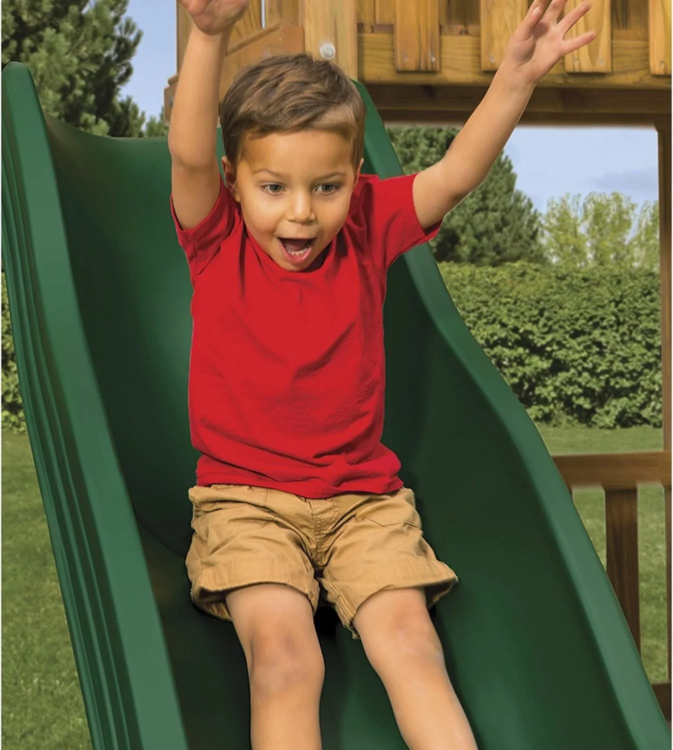 PlayStar Green Scoop Wave Slide PS 8824 Swing Set Accessory for Wooden Play Sets Image 3