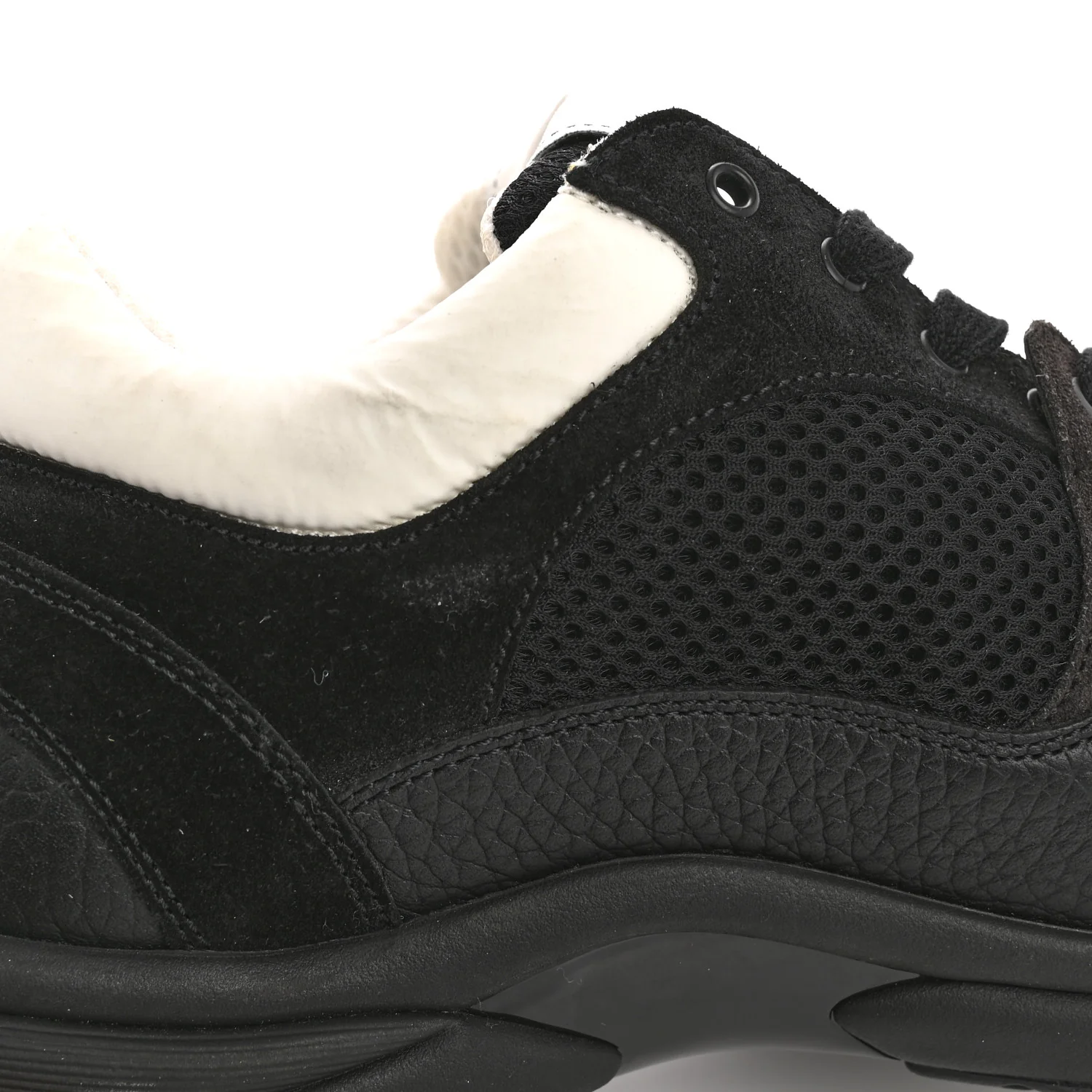 Mesh Suede Grained Calfskin Womens CC Sneakers 39.5 Black White