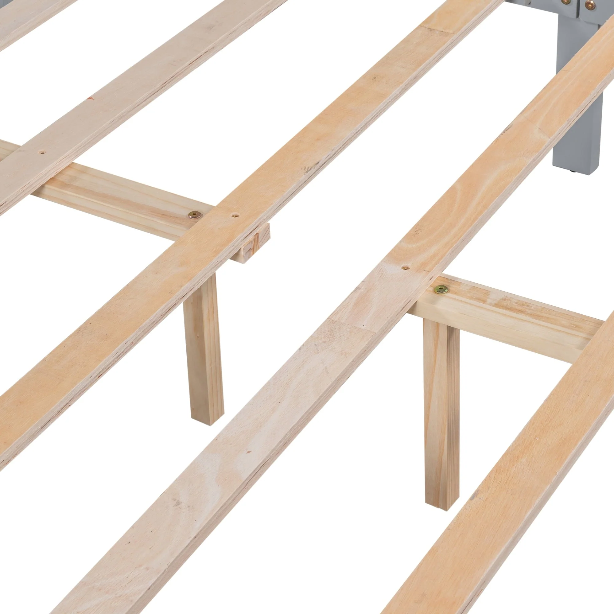Platform Bed Frame Storage Bed with Headboard, Pine Wood Full Bed Frame for Bedroom, Modern Full Size Bed Frame with Drawers, Wood Slats Support, Holds 400 lb, No Box Spring Needed, Gray(Twin/Gray) - Image 5