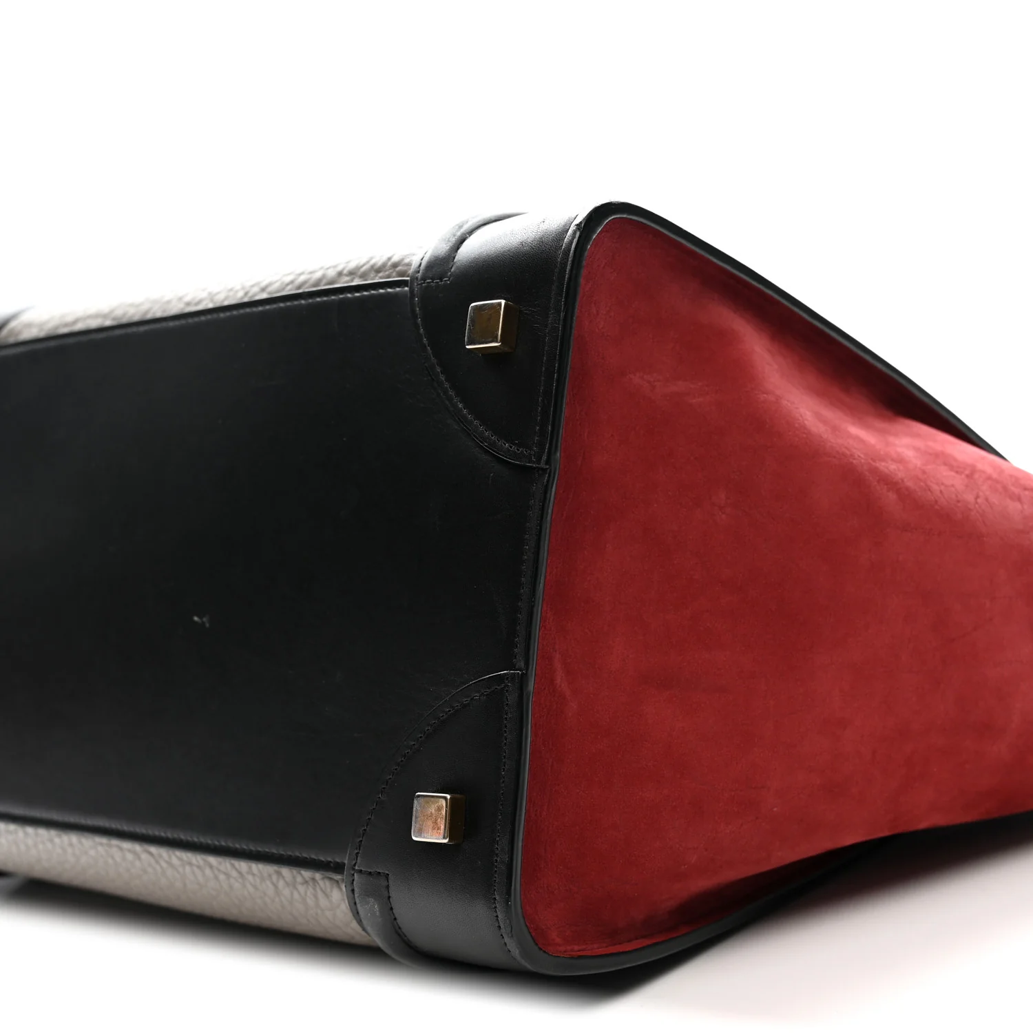 Bullhide Calfskin Suede Mini Tri-Color Luggage Dark Ruby
