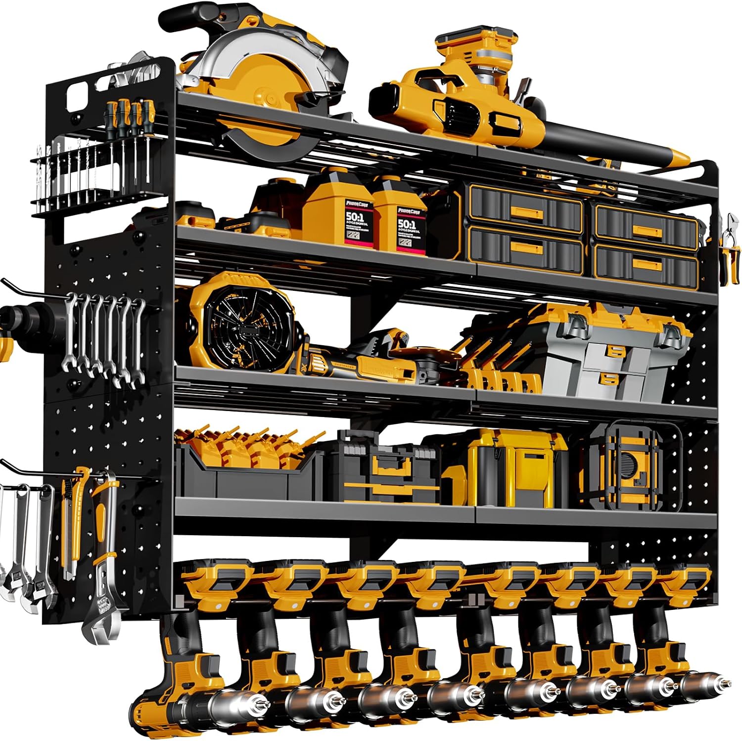 Large 5-Tier Power Tool Organizer Wall Mount, 320lb Capacity, 34'' Wide