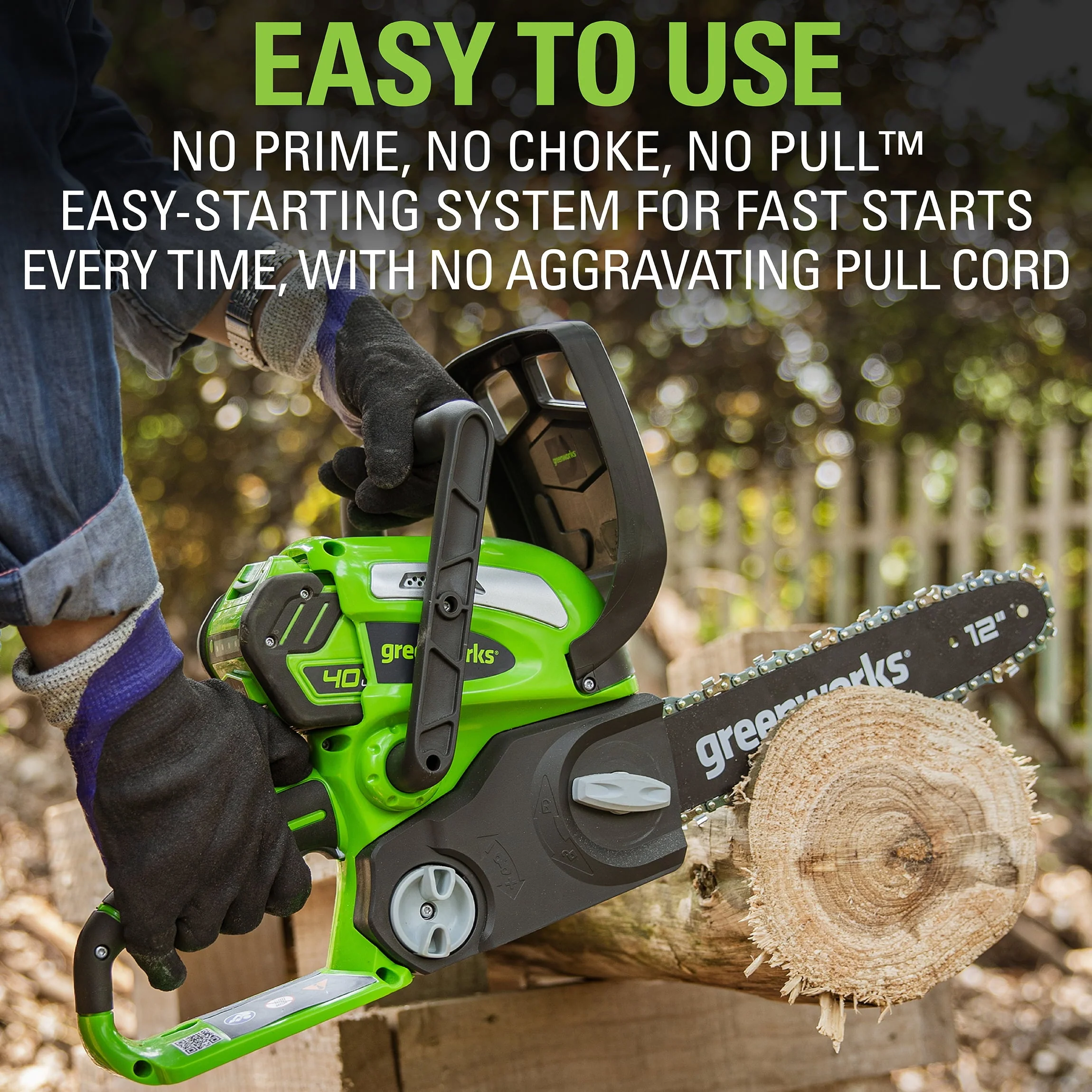 40V 12" Cordless Chainsaw with 2 0 Ah Battery Charger, 20262 Image 7