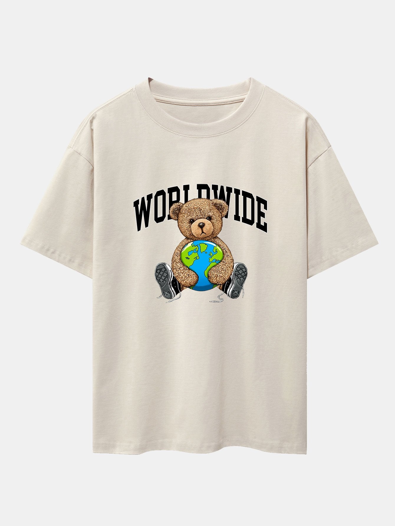 T-shirt oversize épais à imprimé ours du monde entier