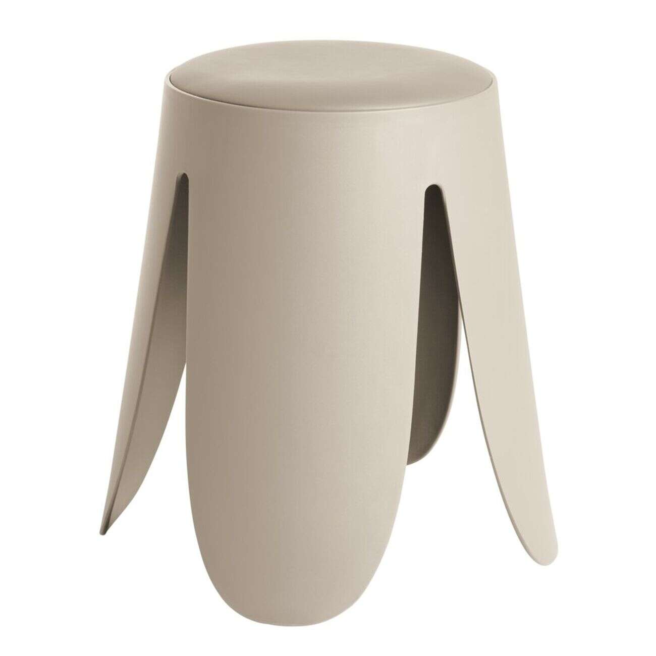 Tabouret rond Spiro pieds larges plastique beige Ø33xH46cm