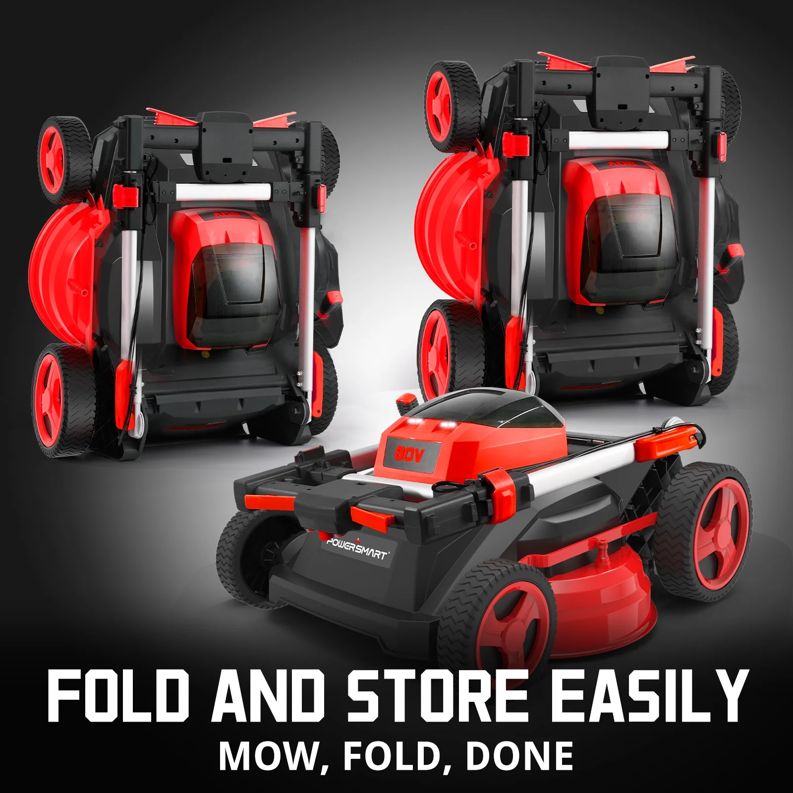 80V Cordless Lawn Mower with 5 Cutting Height, Adjustable Speed - Image 7