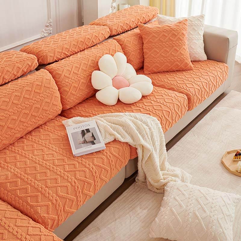 Full Wrap Soft Fleece Stretch Sectional Couch Cover