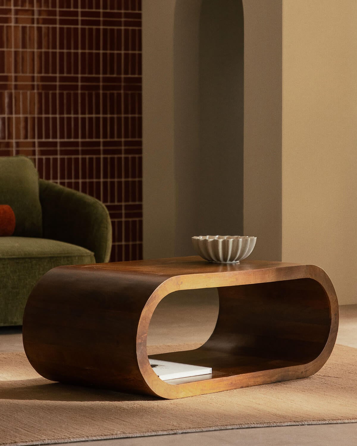 Adgar - Mesa de Centro de Madera de Mango (122x58 cm) Adgar