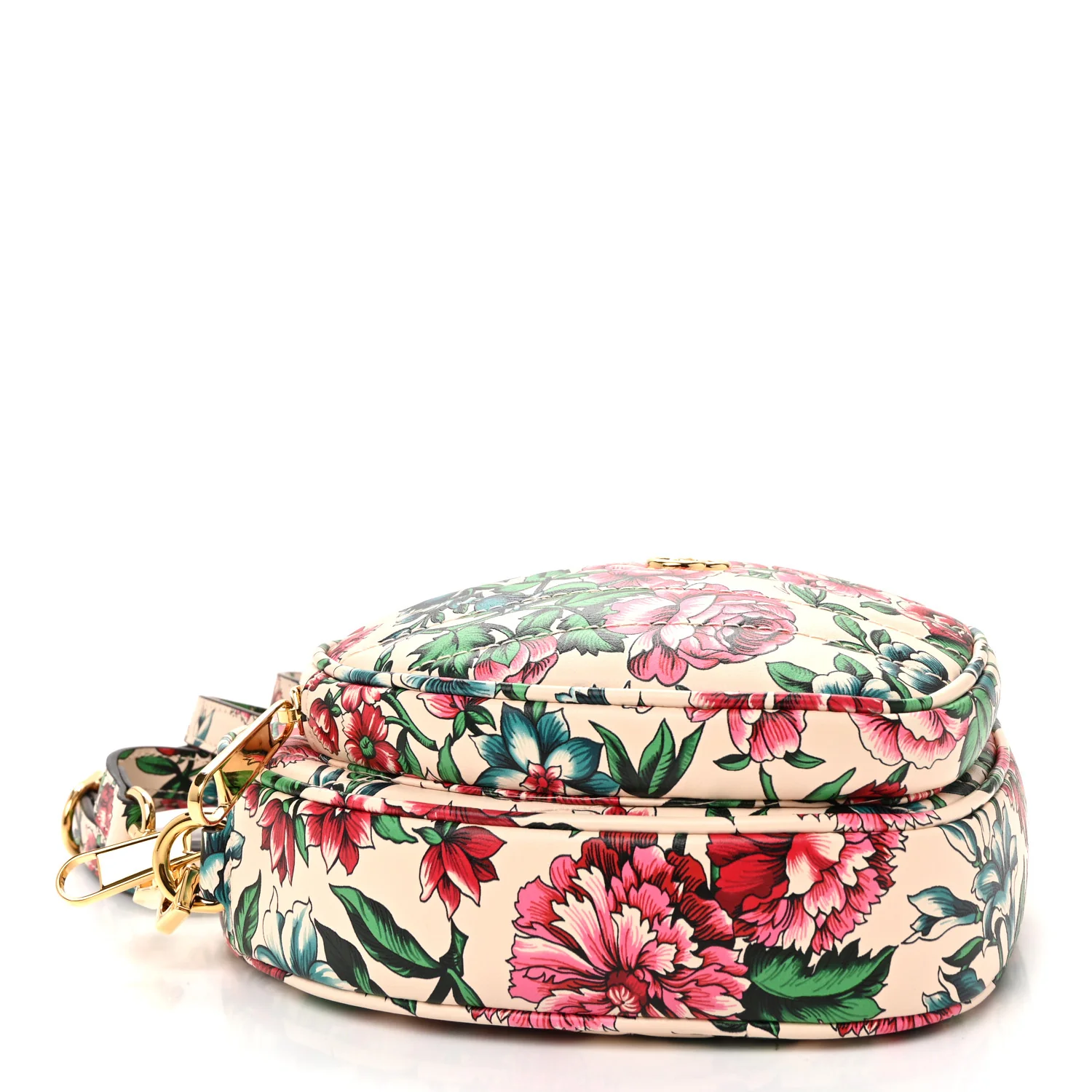 Matelasse Diagonal Brit Roses Print Mini Interlocking G Heart Shoulder Bag Multicolor