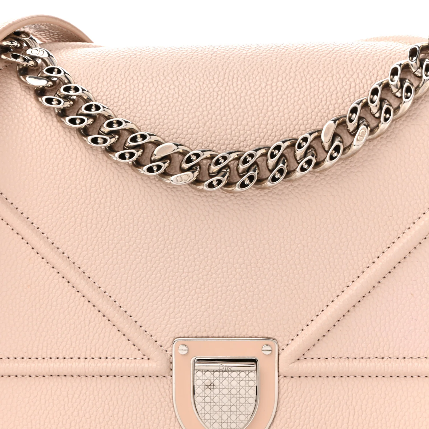 Grained Calfskin Medium Diorama Flap Bag Nude