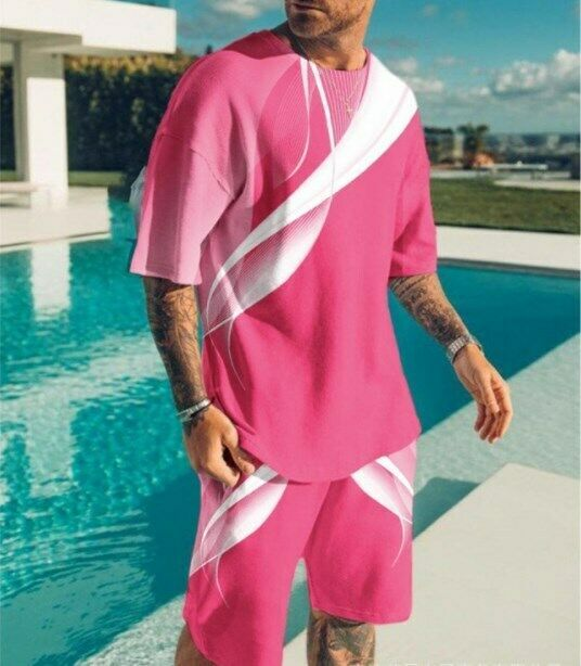 Costume short rose artistique pour homme Suitmens