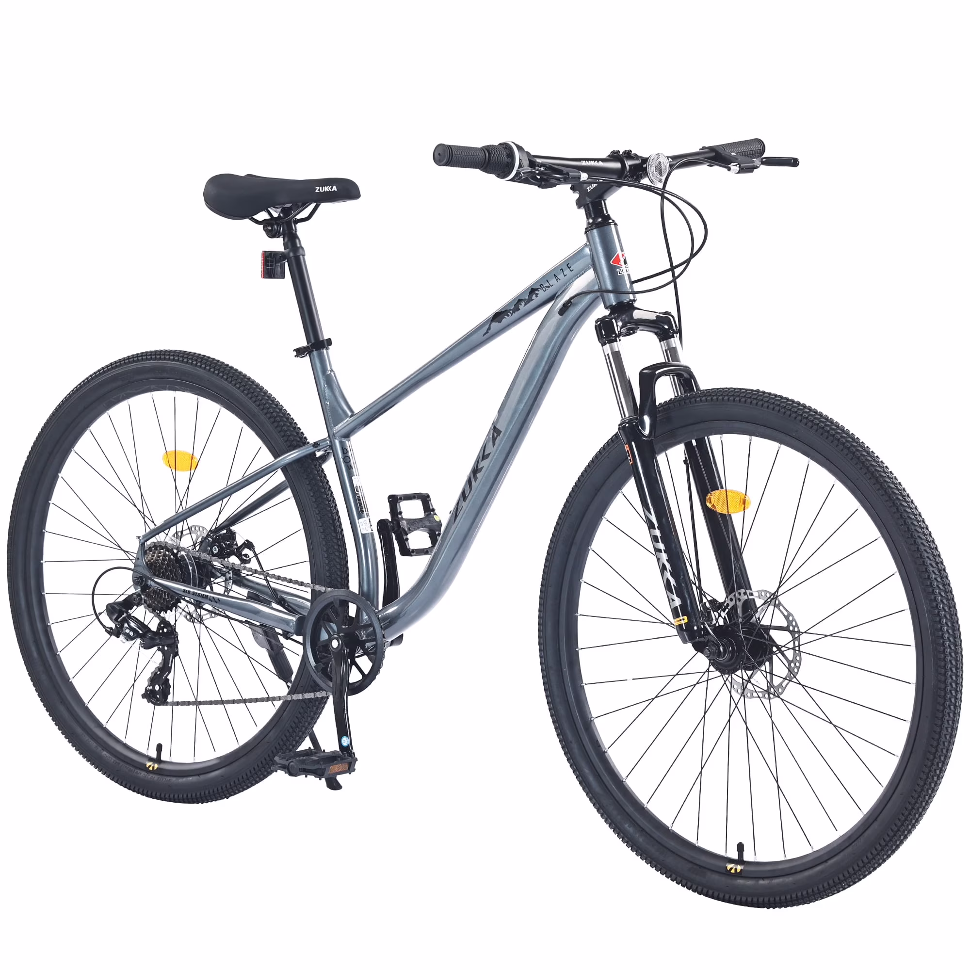 29 Mountain Bike 8 Speed Steel Frame City Bicycle with Front Suspension for Men Women, Gray