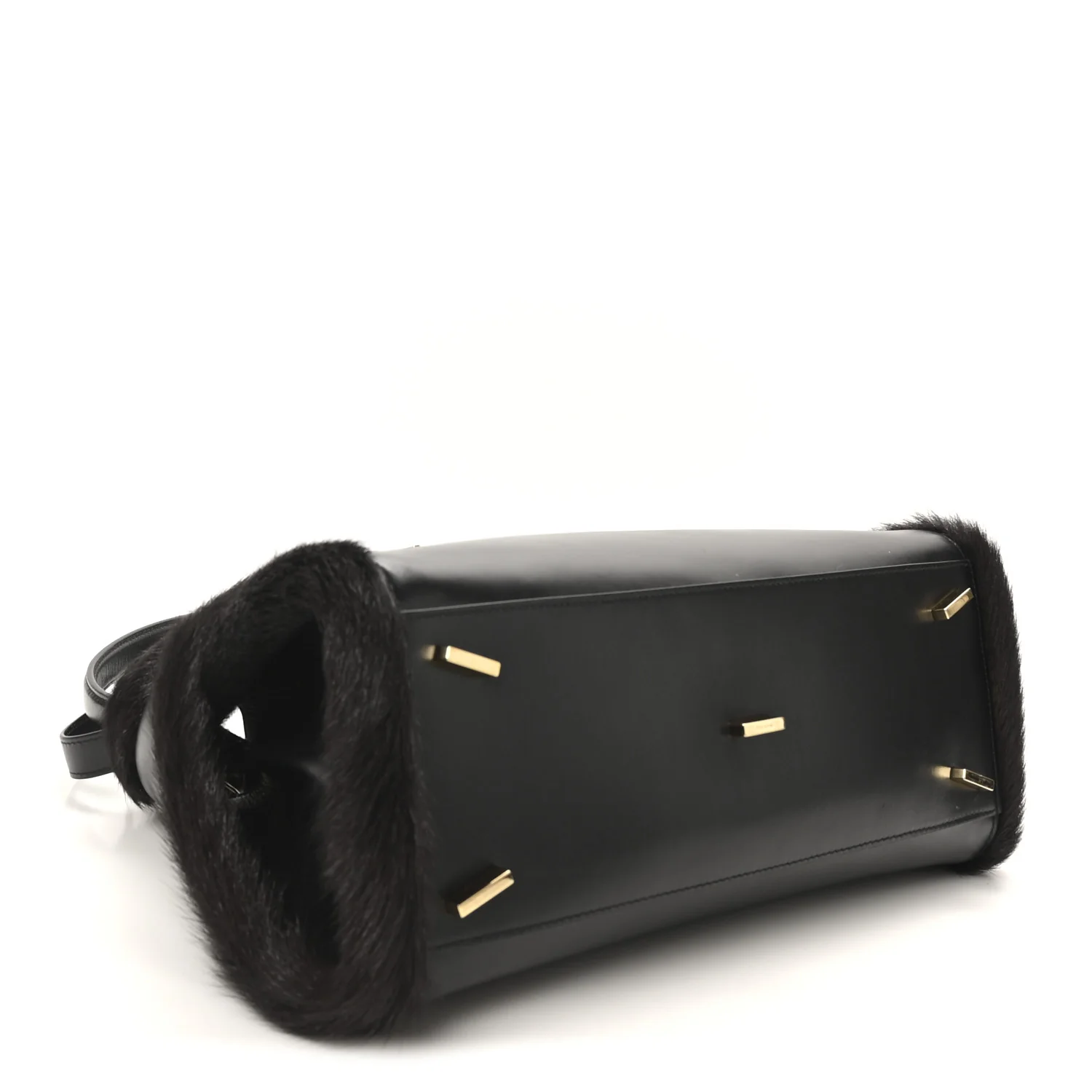 Calfskin Shearling Medium Hug Bag Black