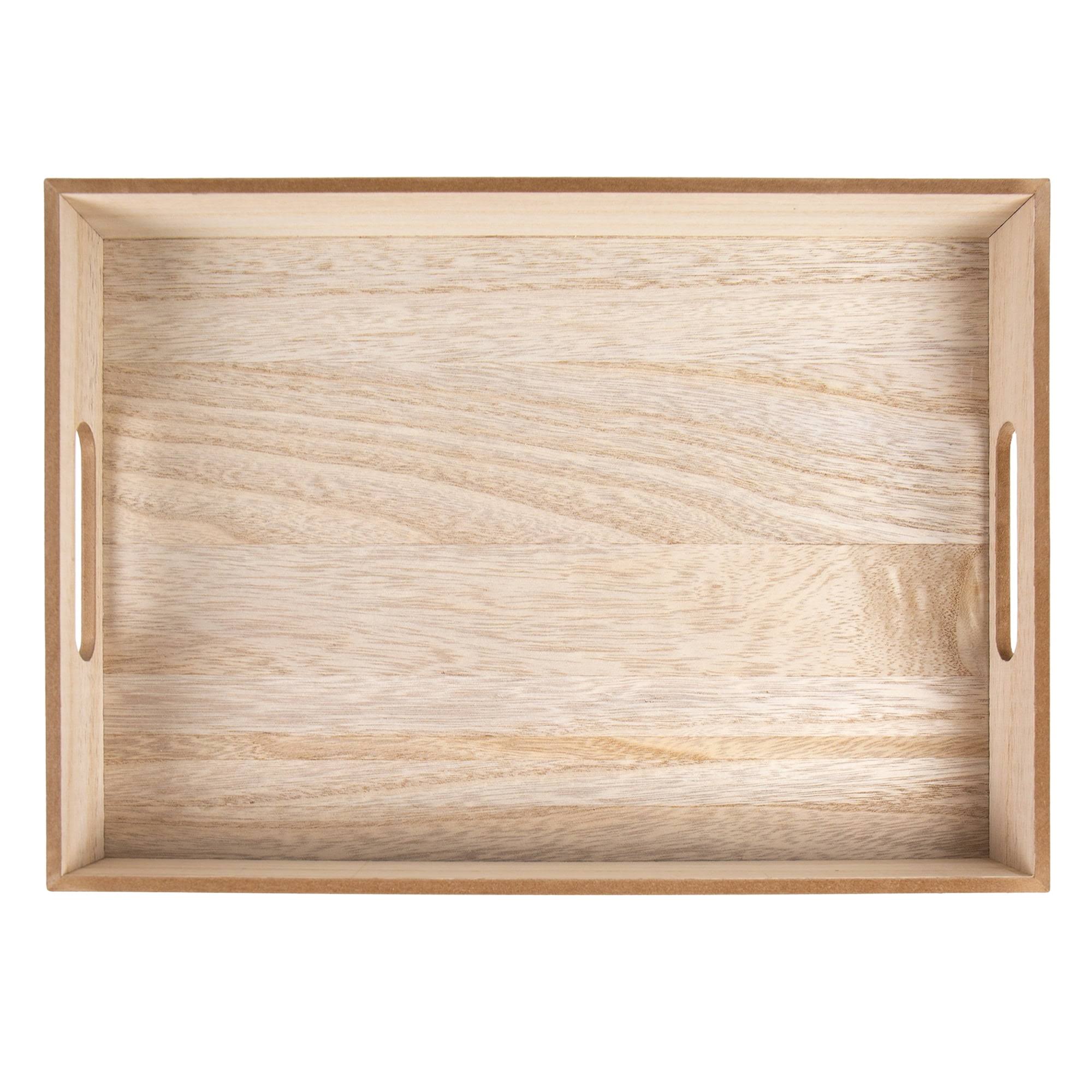 on The Surface Decorative Square Tray Customizable Wooden Serving Tray with Handles - 1 Each
