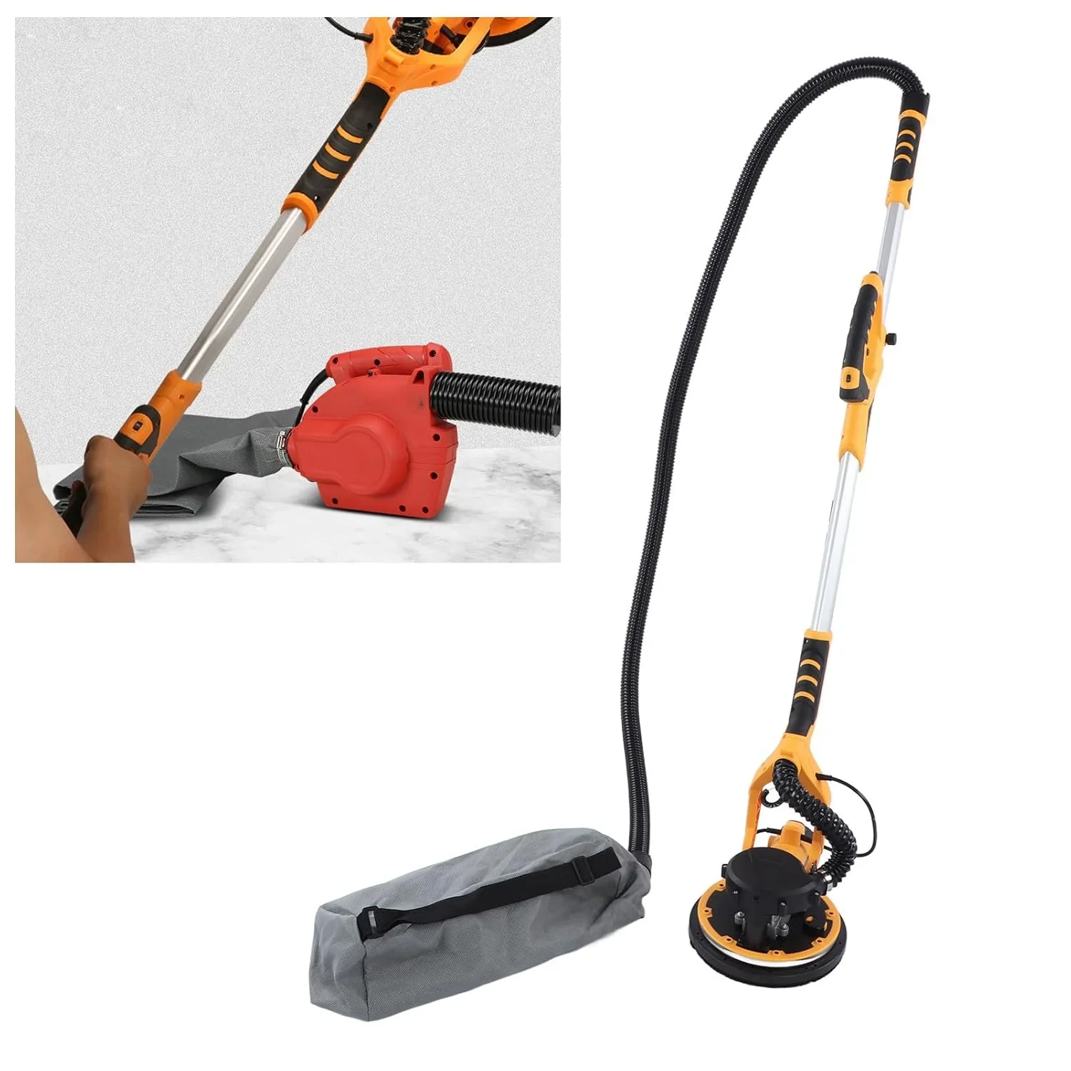9 Inch Electric Drywall Sander withBearing, LED Light, 98.5% Dust Collection, 5 Variable Speeds, Removable 360�� Rotating Sanding Disc, High Performance, 1390W Motor Power (US