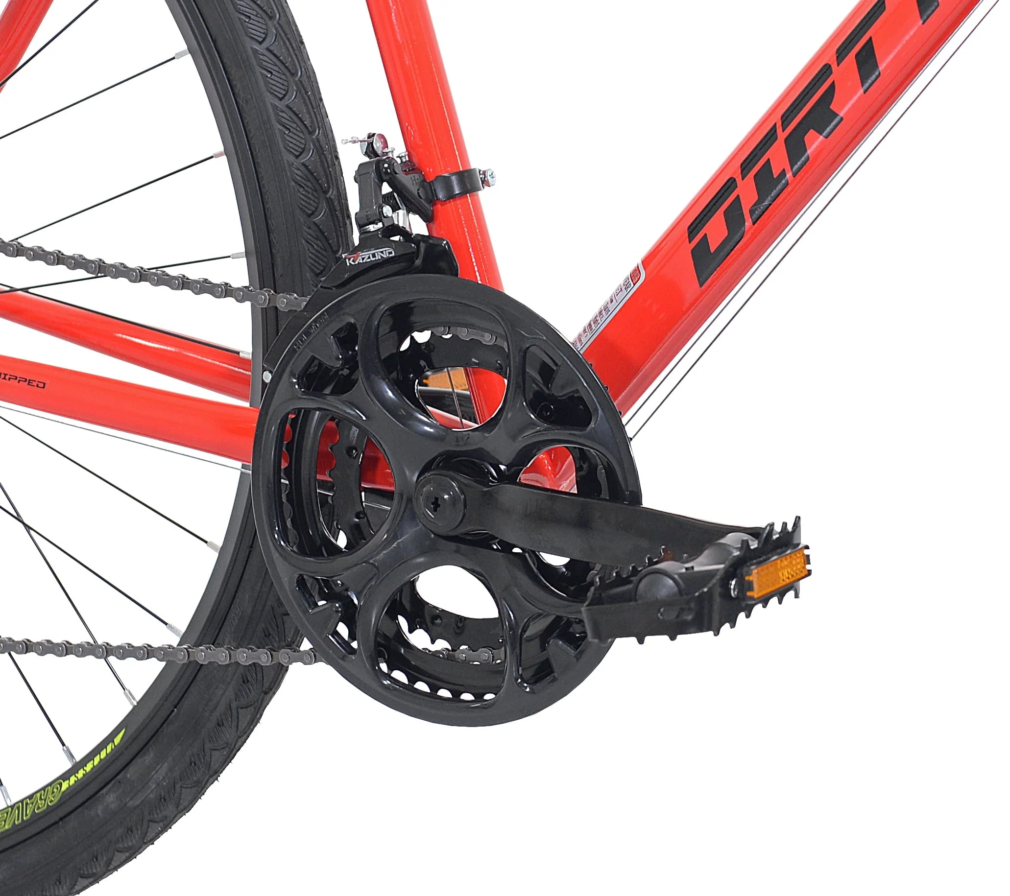700c Dirt Runner Men's Gravel Bike, 14 Speed, Neon Red / Orange - Image 6
