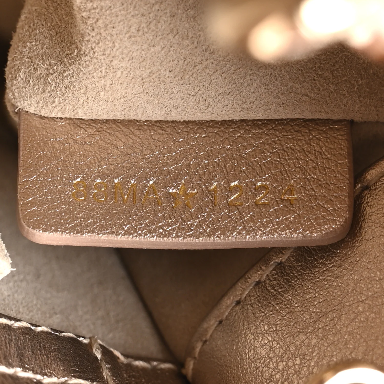 Metallic Lambskin Cannage Small Lady D-Joy Champagne