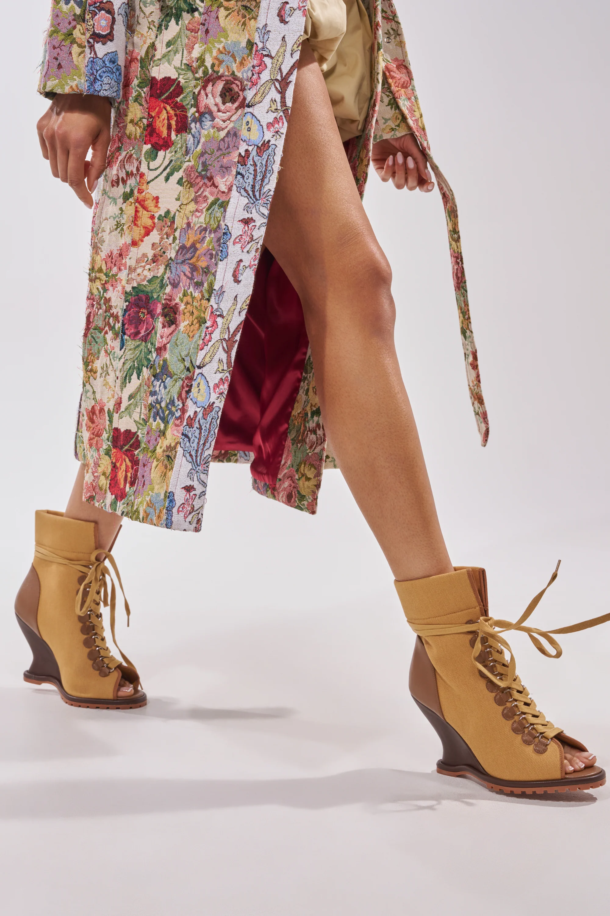 AZALEA WANG PINGREE BROWN OPEN TOE WEDGE BOOTIE - Akira Store