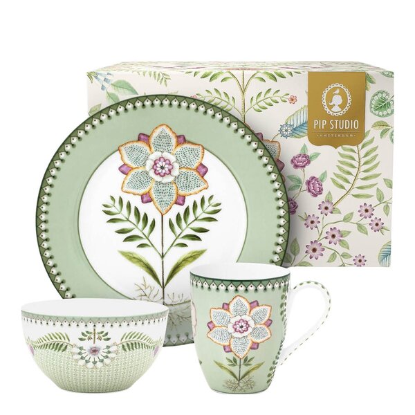 Lily & Lotus frokostsett 3 deler lysegrønn