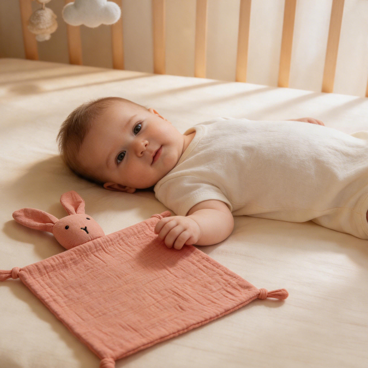 Rabbit Plush Lovey Baby Cotton-silk Crepe Soothing Cloth Soft Solid Colors Baby Sleep Soothing Hand Towel Hand Towel Wiping Aid