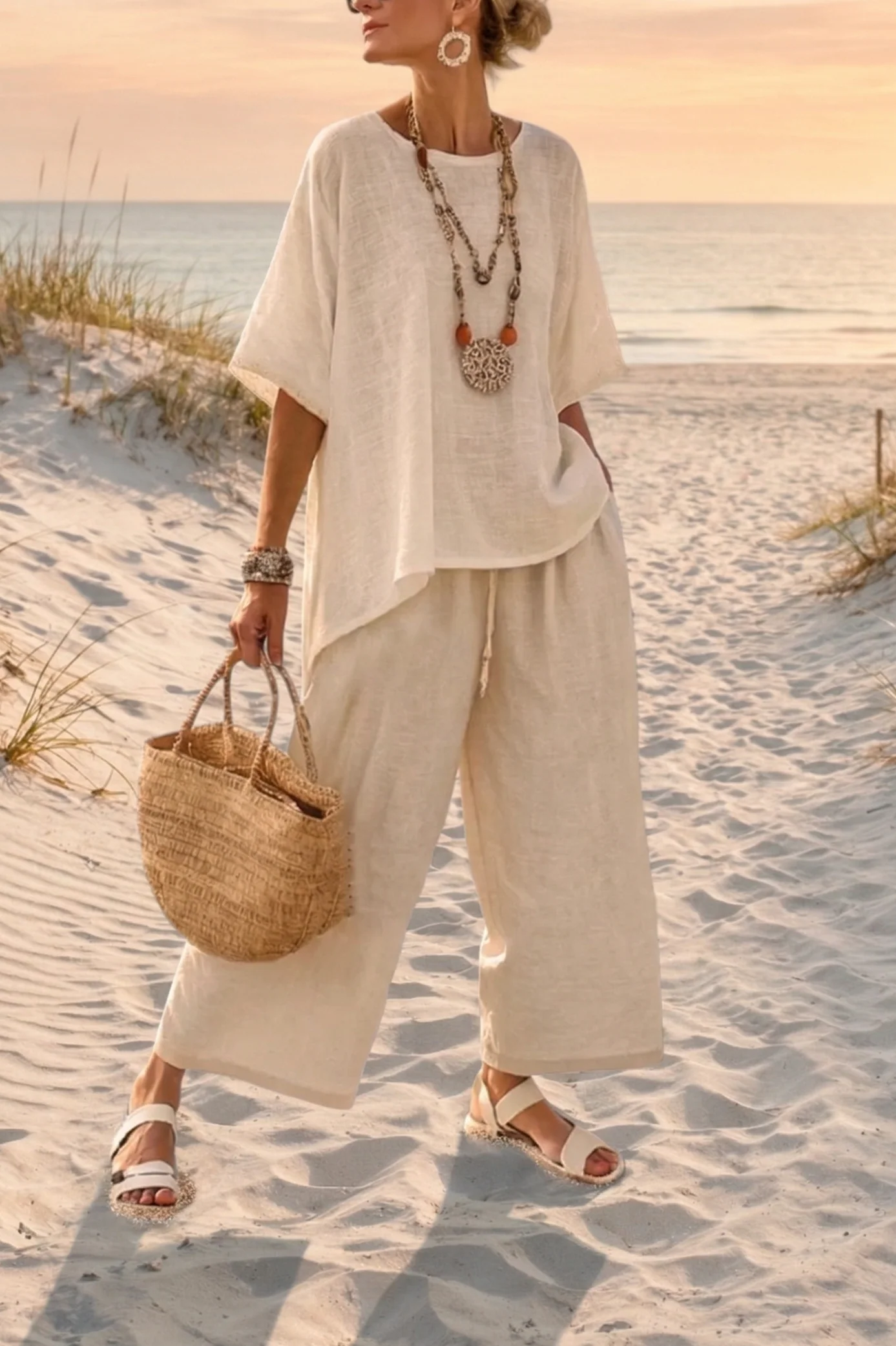 Beatrice – chemise essentielle confortable et pantalon à jambes larges
