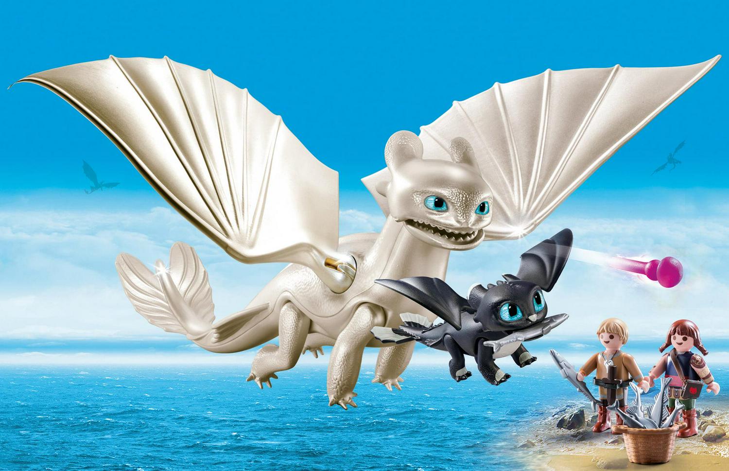 How to Train Your Dragon III Light Fury with Baby Dragon and Children Action Figure Sets - Image 2