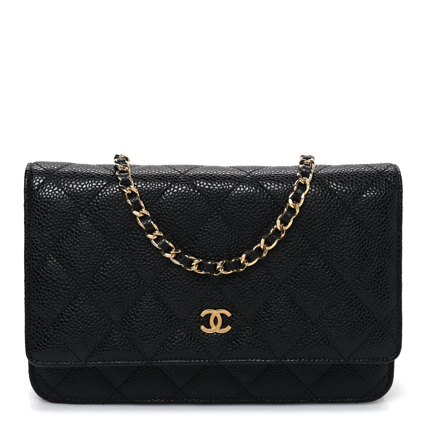 Caviar Quilted Wallet on Chain WOC Black
