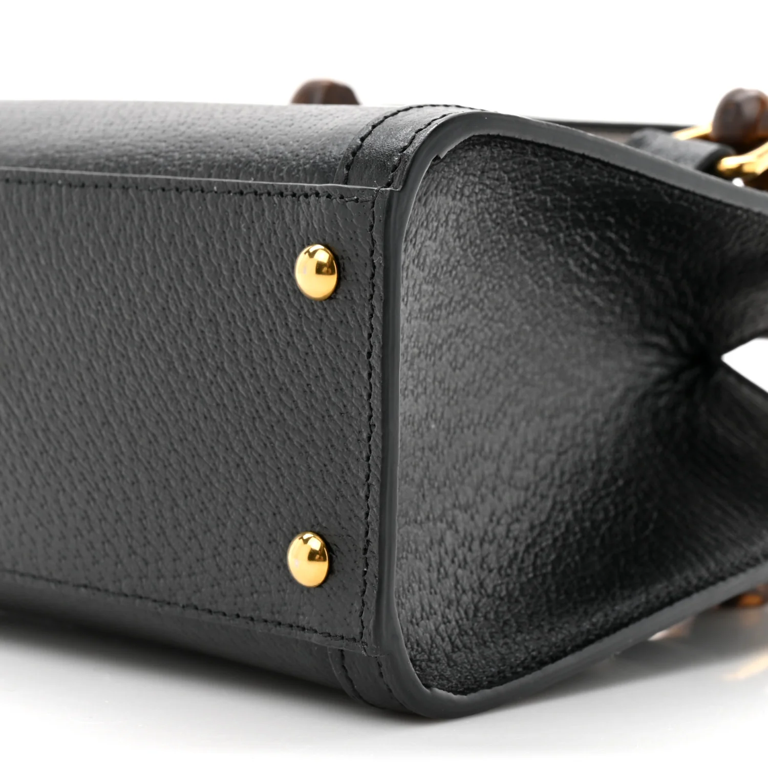 Textured Dollar Calfskin Web Mini Diana Tote Bag Black