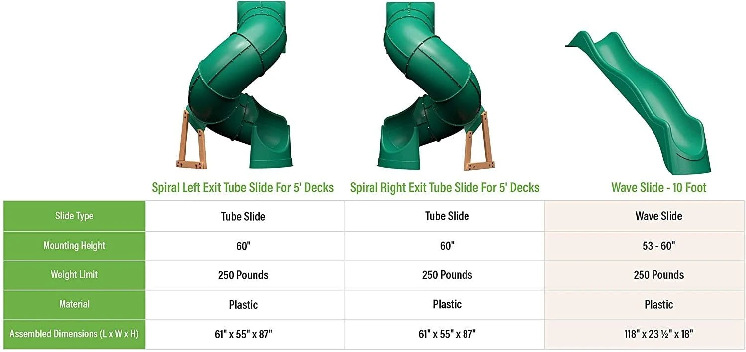 Backyard Discovery 10 Foot Wave Slide. Easy One Piece Installation. Green - MadeInUSA