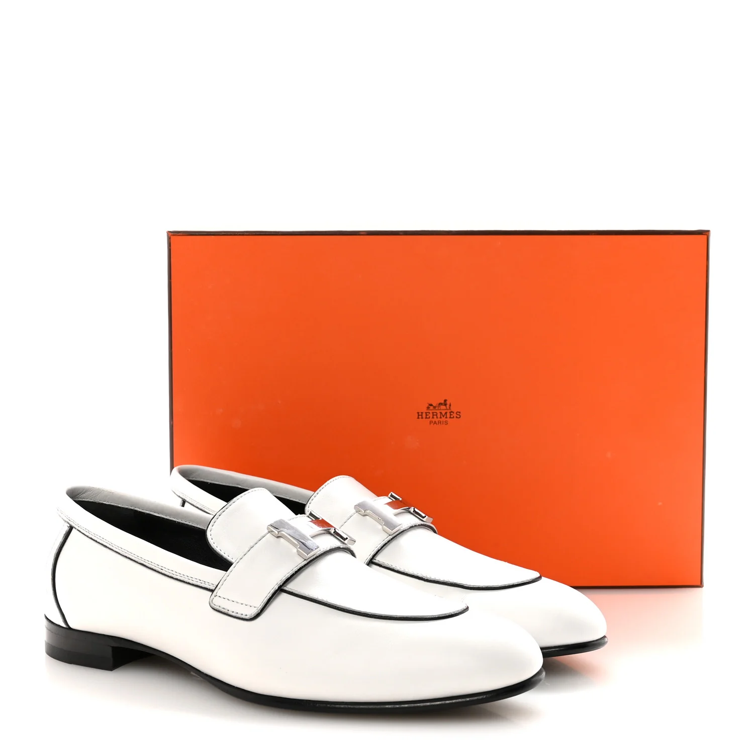 Calfskin Womens Paris Loafers 37.5 White
