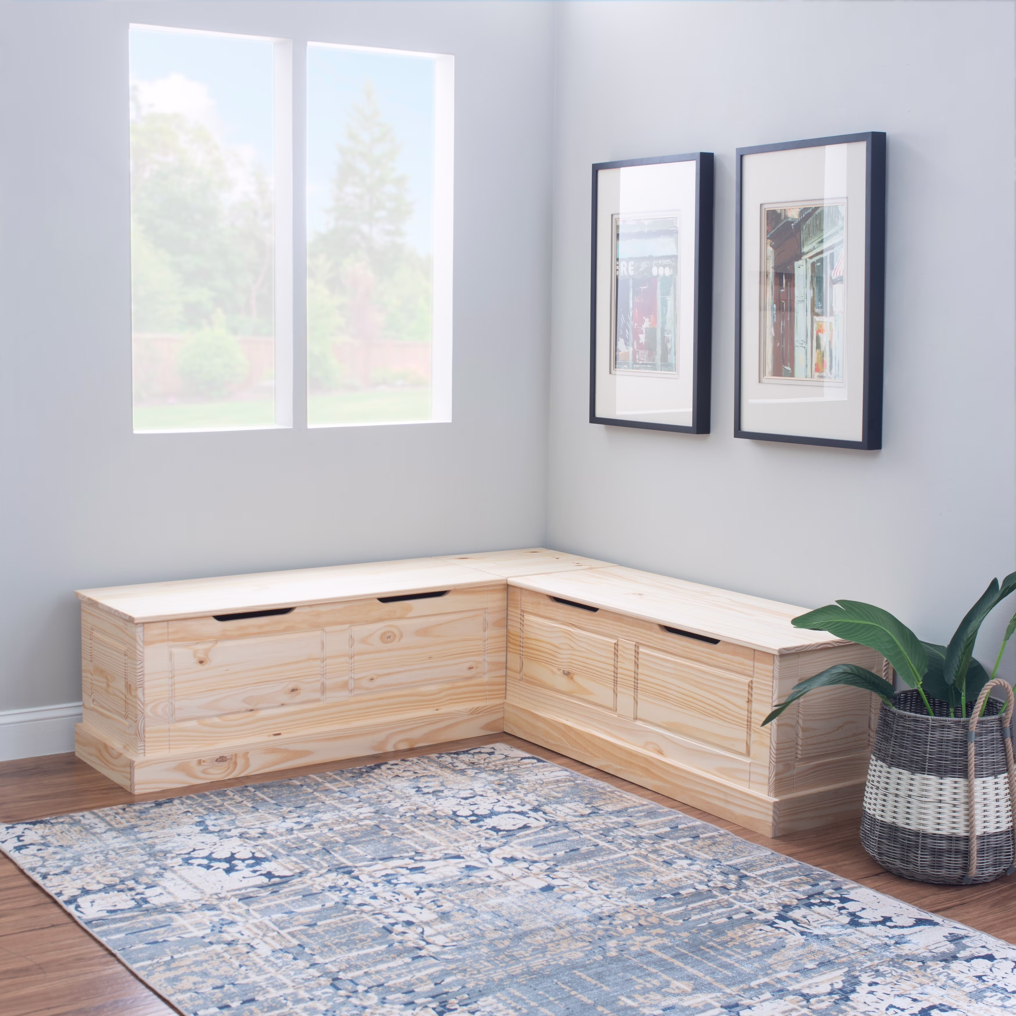 Nook Bench Collection L-Shaped Wood Farmhouse Breakfast Bench with Hidden Storage, White(White) - Image 7