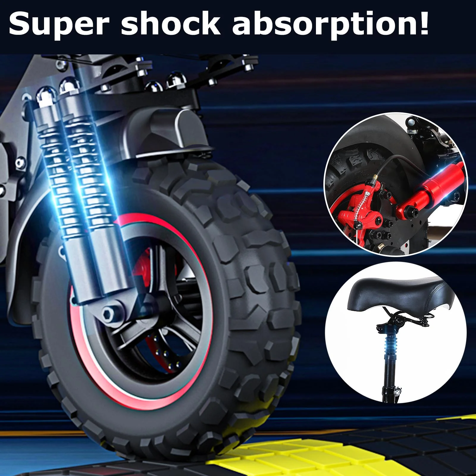 11'' Offroad Electric Scooter for Adult with Seat��1200W Motor up to 34MPH,30-34Miles Long Range Fast Electricscooter��48V 21Ah Foldable Escooter - Image 7