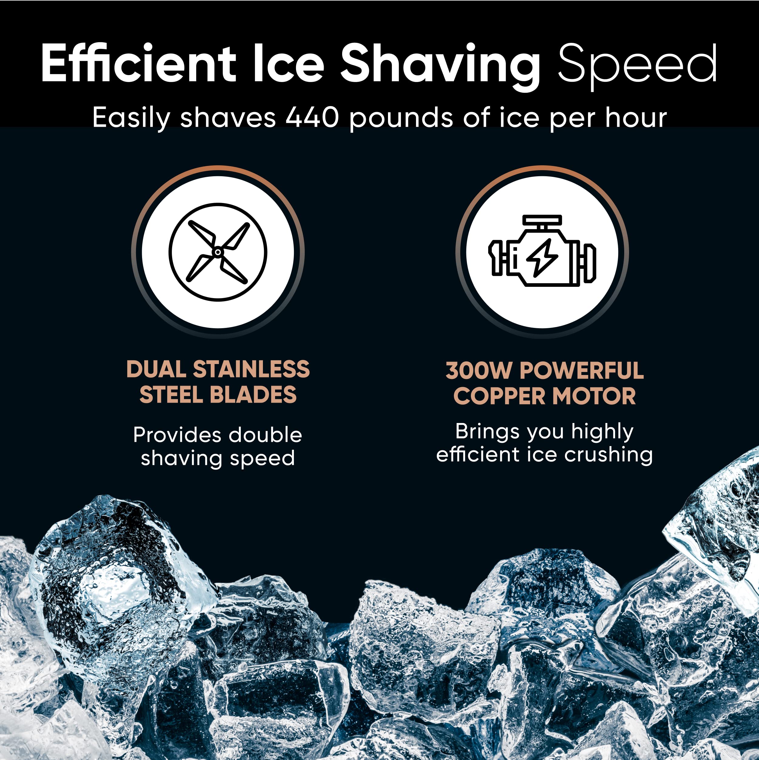 Ice Shaver, 440 lbs/h - Stainless Steel - Commercial, ETL NSF