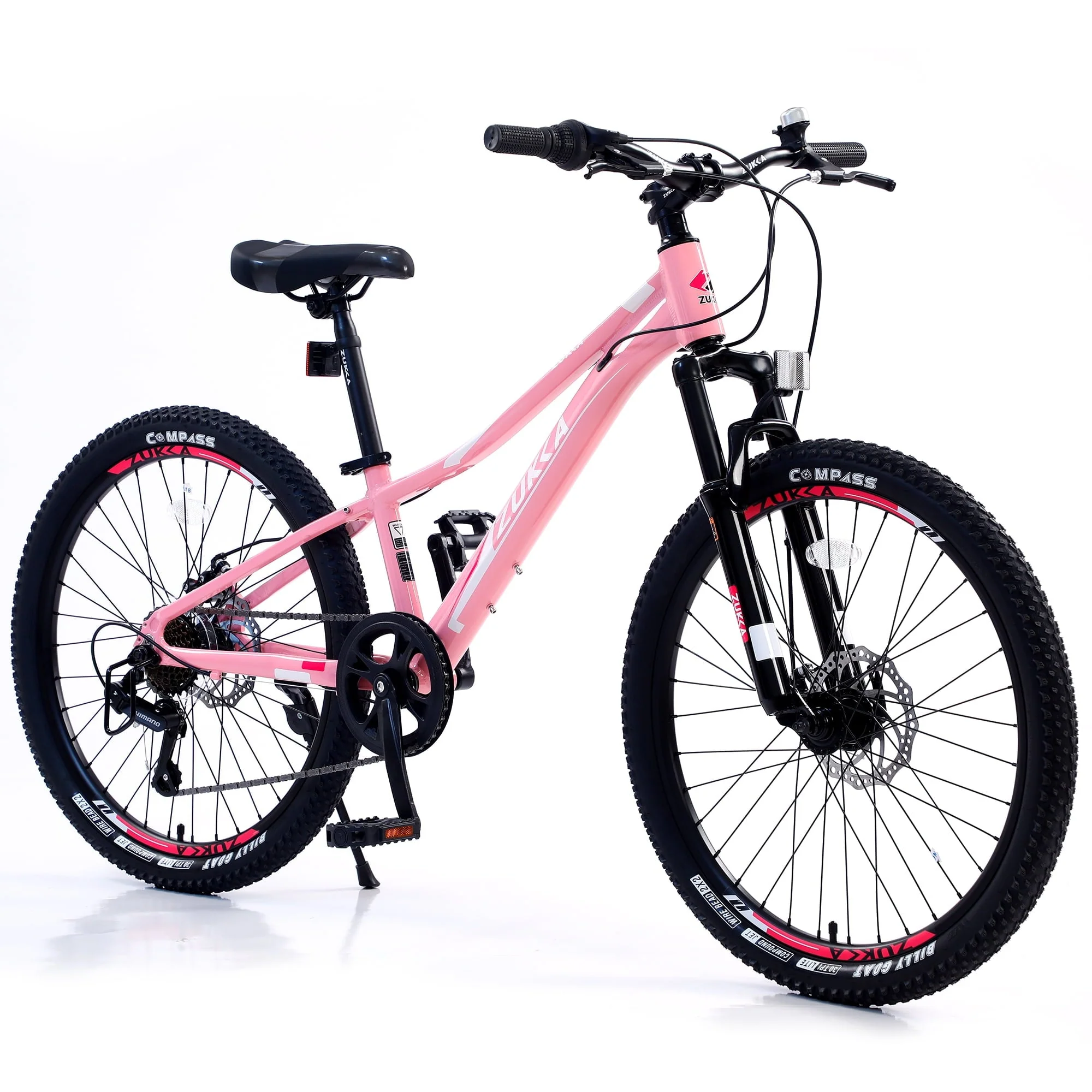 Iyofe 24 in Kids Mountain Bikes for Girls and Boys, Shimano 7 - Speed Girls Mountain Bike for 9 - 12 Years Old, Pink