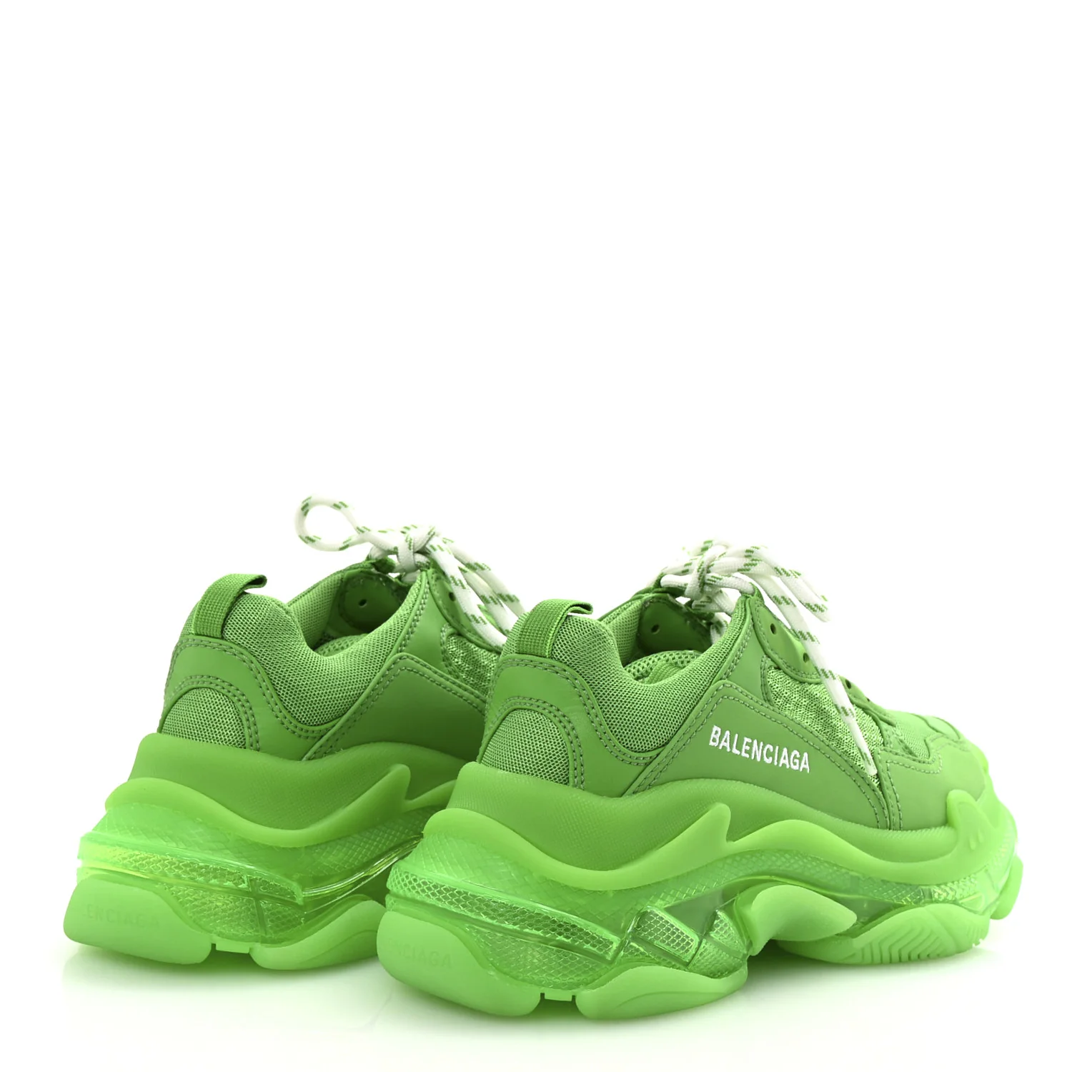 Fabric Mesh Clear Sole Womens Triple S Sneakers 36 Fluo Green