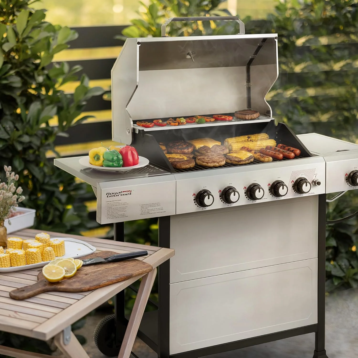 Barbecue à gaz propane Royal Gourmet GA5401T à 5 brûleurs, en acier inoxydable, puissance de 61 000 BTU