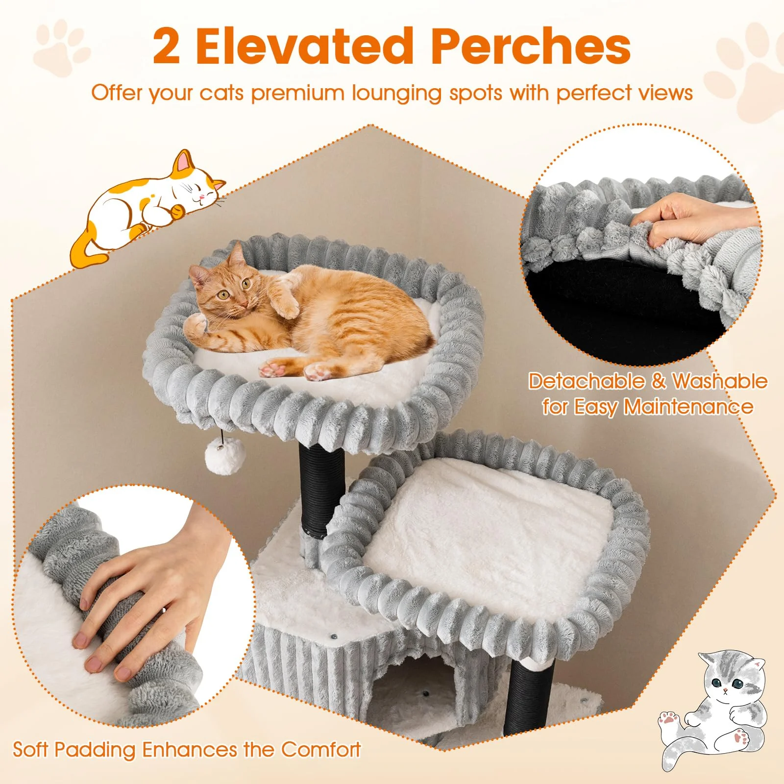Tangkula 62 Inch Tall Cat Tower with Scratching Posts