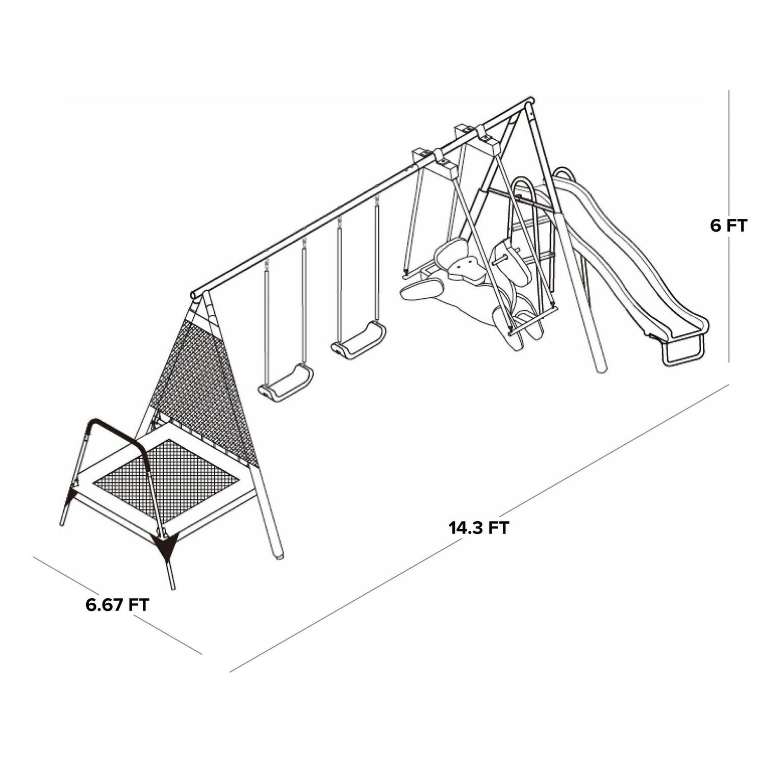 Fairview Swing Set with 2 Swings. Rocking Horse. Mini Trampoline. Lifetime Warranty on Blow Molded Slide. and Bonus Anchor Kit - Image 6