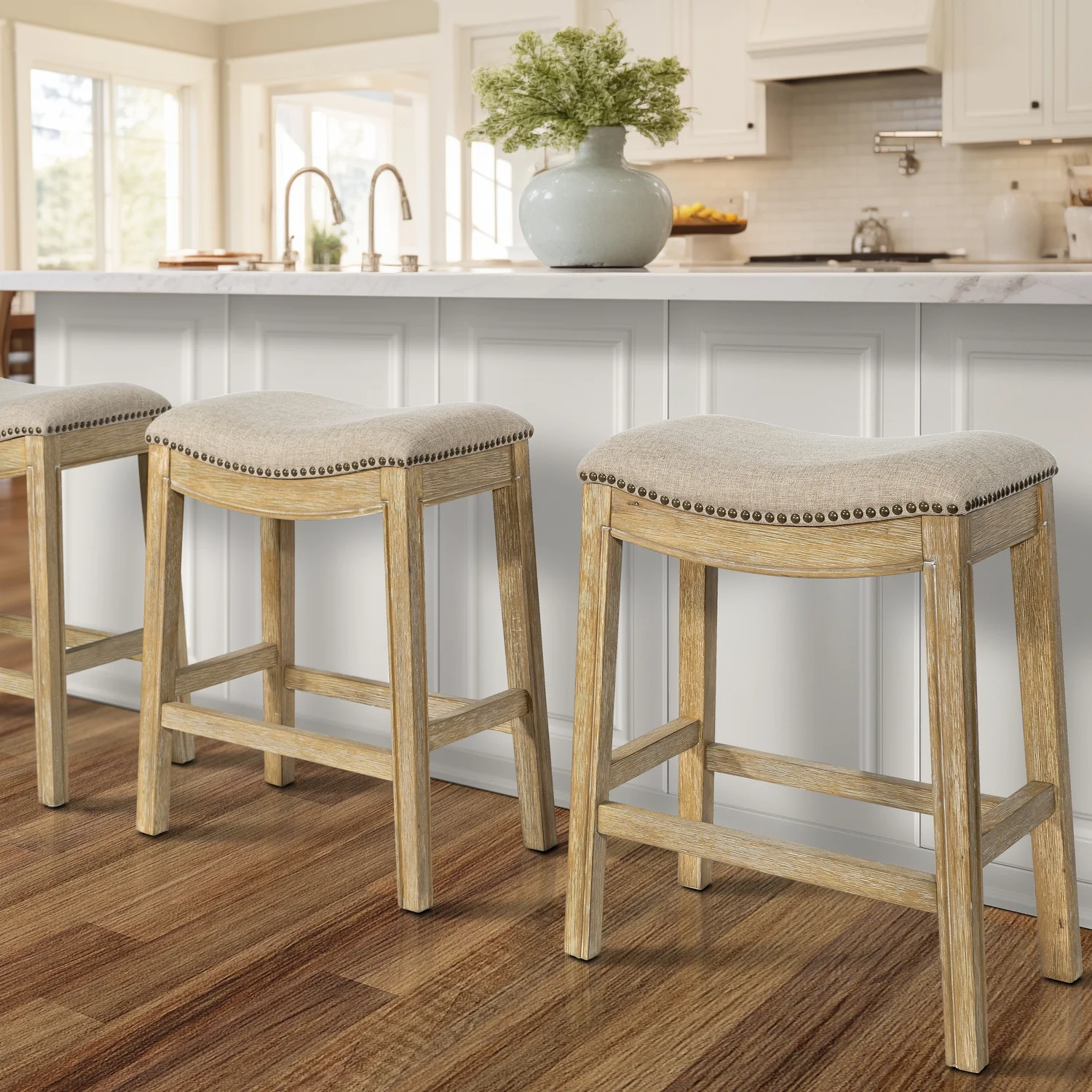 26" Saddle Wood Counter Height Stool Weathered Natural(Cream) - Image 7