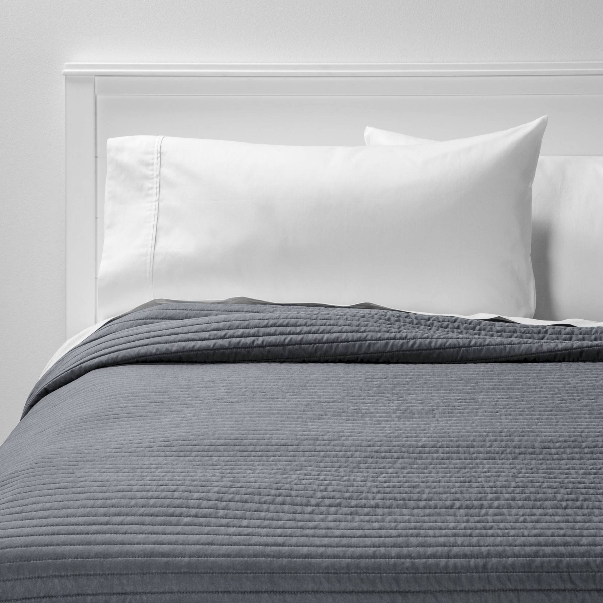 Twin/Twin Extra Long Charcoal Gray Garment Washed Microfiber Quilt