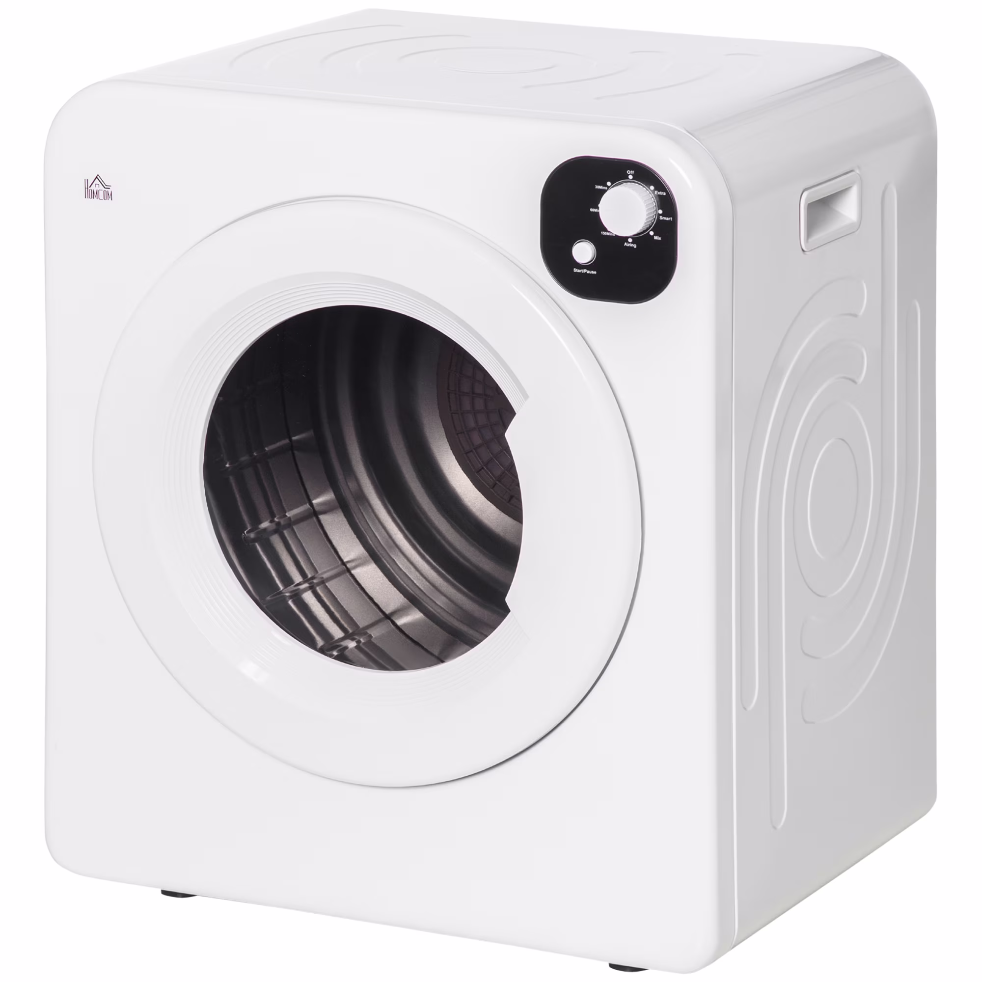 HOMCOM 1300W Compact Laundry Dryer with 3.2 Cuft Stainless Steel Drum White