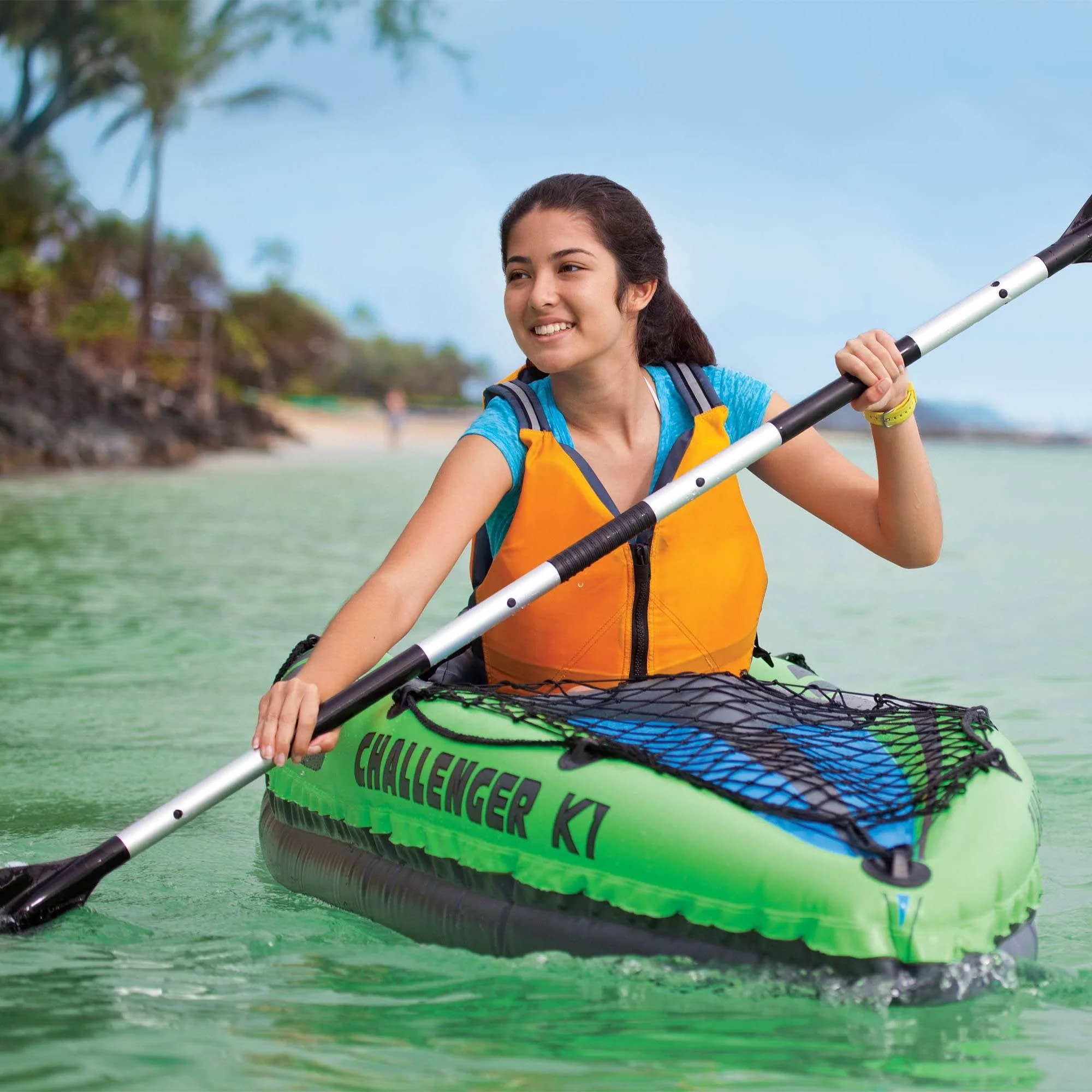 Challenger K1 Inflatable Single Person Kayak Set and Accessory Kit w/ Pump - Image 4
