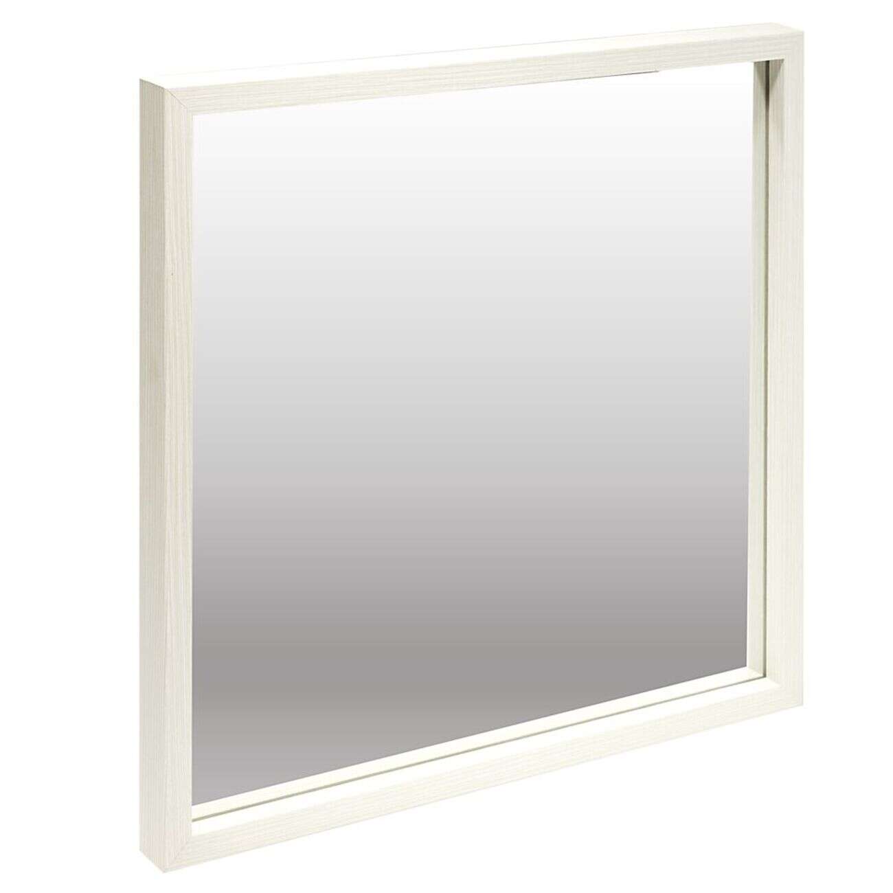 Miroir carré bord bois blanc 39,5x39,5cm